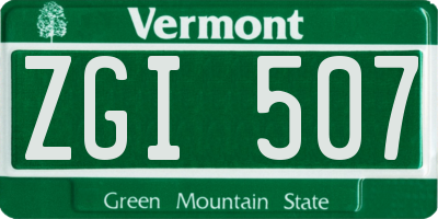 VT license plate ZGI507