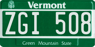 VT license plate ZGI508