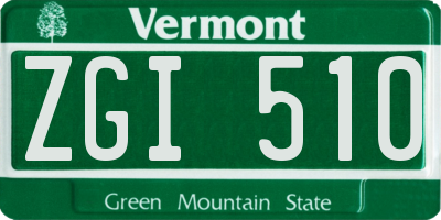VT license plate ZGI510