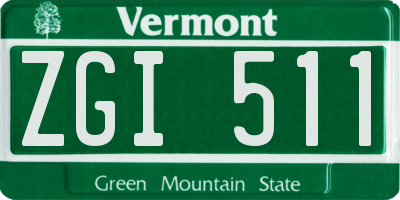 VT license plate ZGI511
