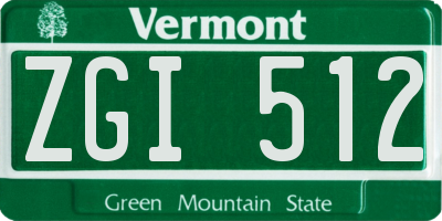 VT license plate ZGI512