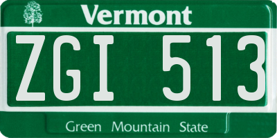 VT license plate ZGI513