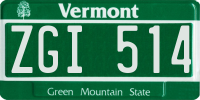 VT license plate ZGI514