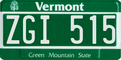 VT license plate ZGI515