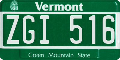 VT license plate ZGI516