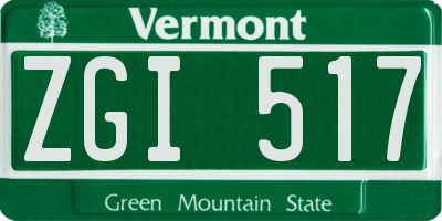 VT license plate ZGI517