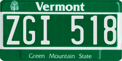VT license plate ZGI518