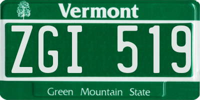 VT license plate ZGI519