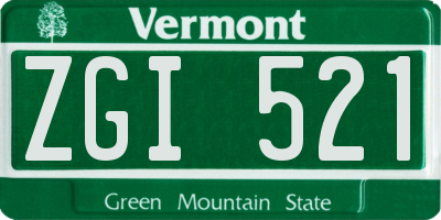 VT license plate ZGI521
