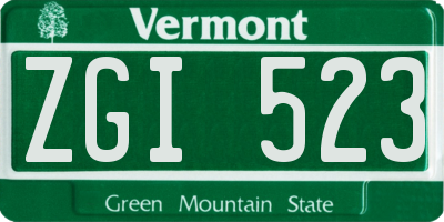 VT license plate ZGI523
