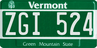 VT license plate ZGI524
