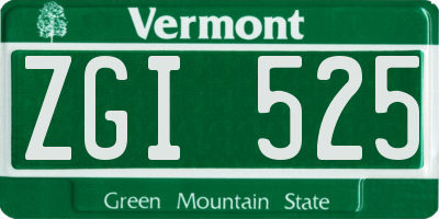 VT license plate ZGI525