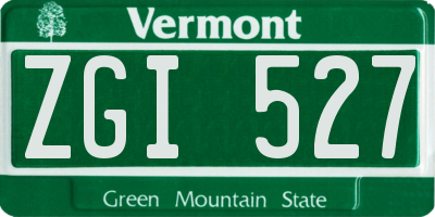 VT license plate ZGI527