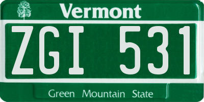 VT license plate ZGI531