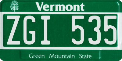 VT license plate ZGI535