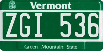 VT license plate ZGI536