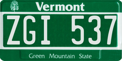 VT license plate ZGI537