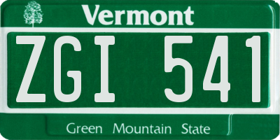 VT license plate ZGI541