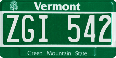 VT license plate ZGI542