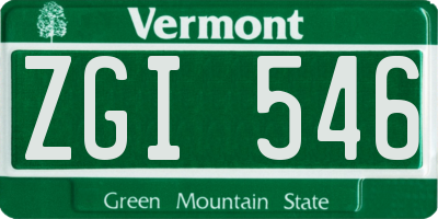 VT license plate ZGI546