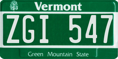 VT license plate ZGI547