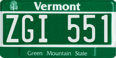VT license plate ZGI551