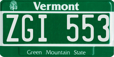 VT license plate ZGI553