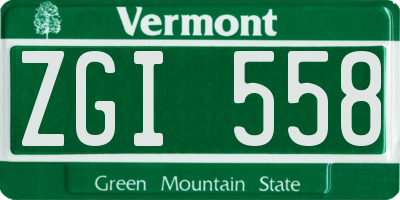VT license plate ZGI558