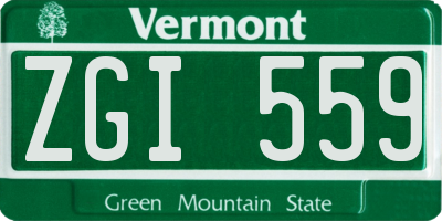 VT license plate ZGI559