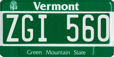 VT license plate ZGI560