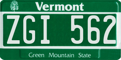 VT license plate ZGI562