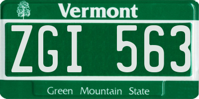 VT license plate ZGI563