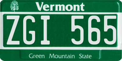 VT license plate ZGI565