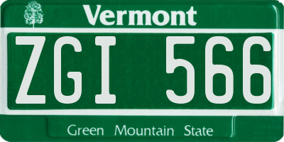 VT license plate ZGI566