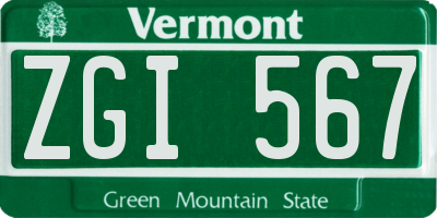 VT license plate ZGI567
