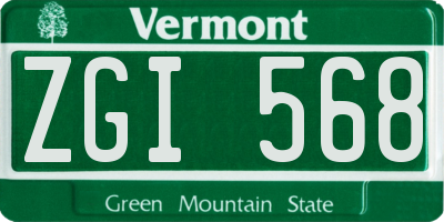 VT license plate ZGI568