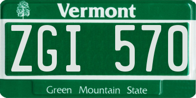 VT license plate ZGI570