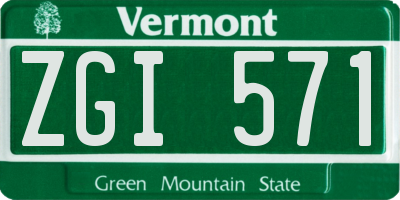 VT license plate ZGI571