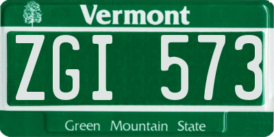 VT license plate ZGI573