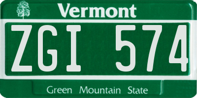VT license plate ZGI574