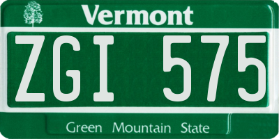 VT license plate ZGI575