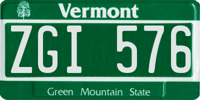 VT license plate ZGI576