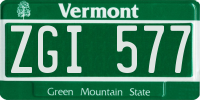 VT license plate ZGI577
