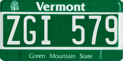 VT license plate ZGI579