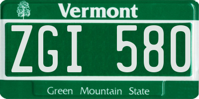 VT license plate ZGI580