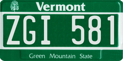 VT license plate ZGI581