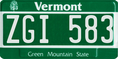 VT license plate ZGI583