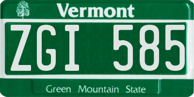 VT license plate ZGI585