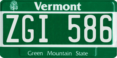 VT license plate ZGI586