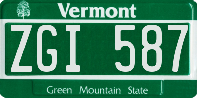 VT license plate ZGI587